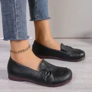 Women Loafers Flat Shoes Women Comfort Non-slip Soft Oxford Solid Color Mom's Shoes New Fashion Leather Flat Footwear Shoes