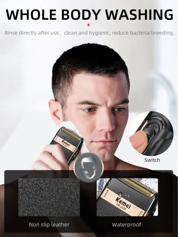 Kemei Electric Shaver for Men Waterproof Twin Blade Reciprocating Cordless Razor USB Rechargeable Shaving Machine Barber Trimmer - Image 4