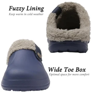 New Men Waterproof Slippers Women Men Fur Clogs Slippers Winter Men Garden Shoes Outdoor Antiskid Mules Indoor Soft House Shoes