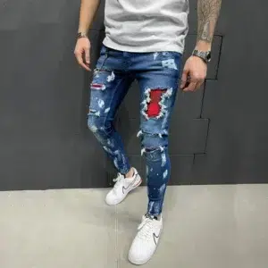 Ripped Jeans Men Stretch Skinny Grey Blue Black Hip Hop Denim Trousers Streetwear Casual Slim Fit Jeans for Men Jogging jean