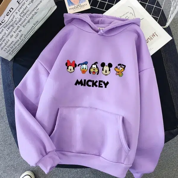 Kawaii 90s Minnie Disney Hoodie Crop Top Mickey Mouse Women Hoodies Sweatshirt Kids Boys Girls Harajuku Streetwear Clothes