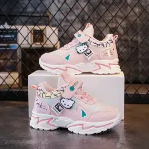 Hello Kitty Girls' sneakers cartoon anime casual shoes children's outdoor sports shoes lightweight and soft soled for girls