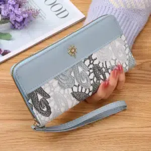 New Single Pull Women Wallet,Zippered Handbag,Fashionable Embroidered Purse,Large Capacity Soft Leather Change Mobile Phone Bag