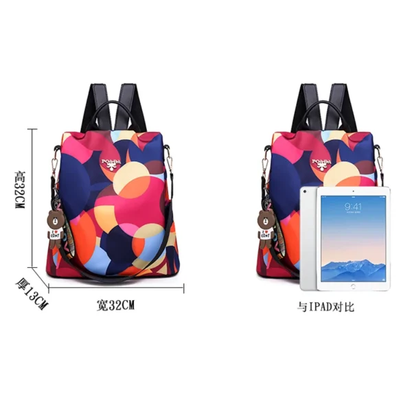 Waterproof Women Backpack Fashion Anti-theft School Bag Embroidery Famous Designer Female Large Capacity Travel Shoulder Handbag - Image 2