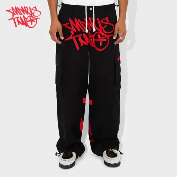 Minus Two Y2K Fashion street Pant Black Multiple pockets Cargo Pants Men Women High Waist Straight Joggers Baggy Sports Trousers - Image 3