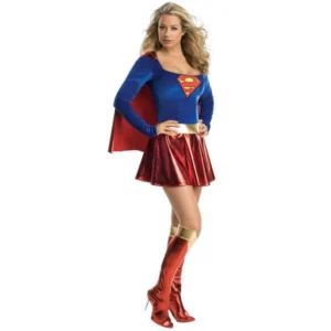 Adult Superwoman Dress Cosplay Costumes Super Girls Dress Shoe Covers Suit Superhero Woman Super Hero Kids Halloween Costume