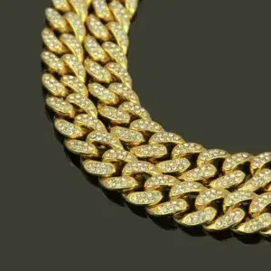 HNSP Luxury All Rhinestone 13MM Cuban Chain For Men Necklace Hip Hop Neck Male Jewelry Accessories