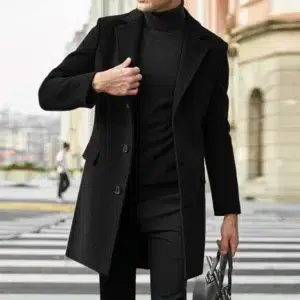 Autumn Winter Man Wool Jackets Lapel Coat Casual Clothing Trench Single-Breasted Thickness Men's England Style