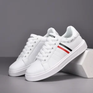 White Sneakers for Men Korean Style High Quality Couple Fashion Casual Lace Up Round Toe Lightweight Flat Skateboard Shoes Women