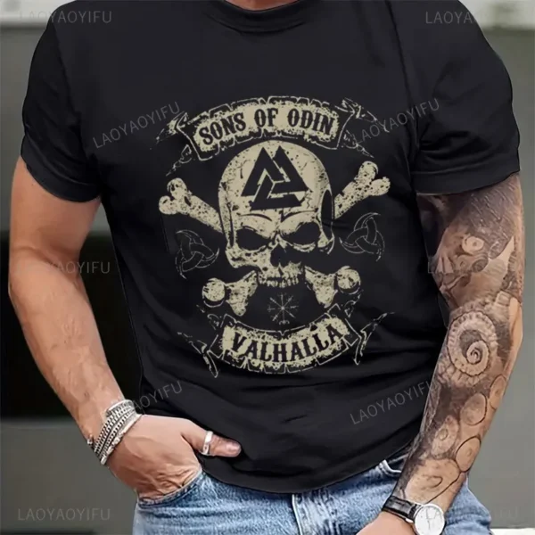 Viking Blood High Quality 100% Cotton T Shirt Men Short Sleeve Viking Legend T-Shirt Retro Classic Tee Shirt Valhalla Odin Tops - Image 6