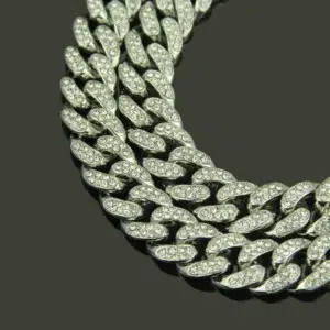 HNSP Luxury All Rhinestone 13MM Cuban Chain For Men Necklace Hip Hop Neck Male Jewelry Accessories