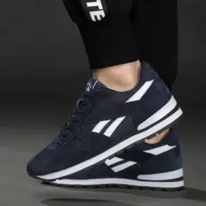 Autumn Men Sneakers Natural Pig Skin Material Male Trainers Outdoor Stylish Shoes Lace-up Flats Non-slip Rubber Sole Blue Grey