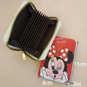 Cute Mickey Minnie Organ Card Bag PU Leather Wallet Cartoon Business Card Case Credit Card Holder Mini Zipper Clutch Bag