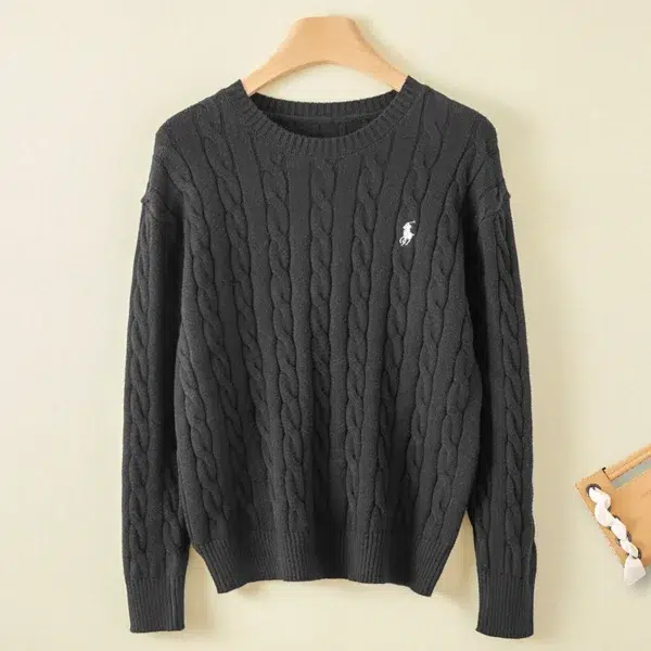 Couple's boutique high-end embroidered knitted women's cashmere sweater round neck men's pullover long sleeved new cashmere swea - Image 4