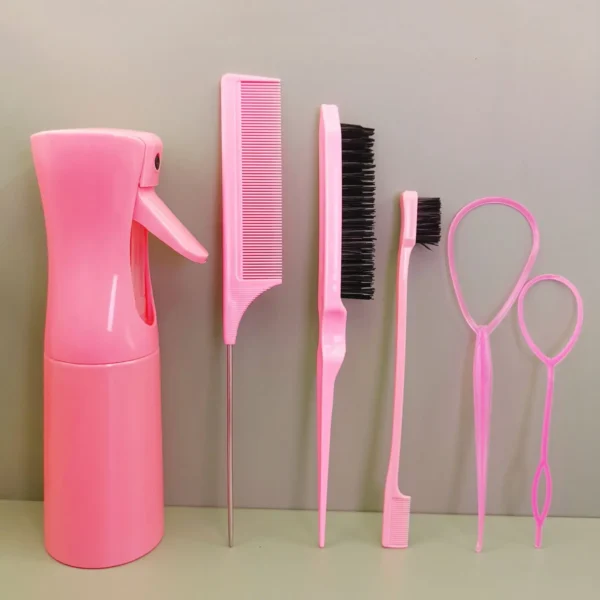 Hair Styling Comb Set Teasing Brush Spray Bottle Triple Rat Tail Edge Braid Tool Loop Hairdressing Accessories for Women Girls