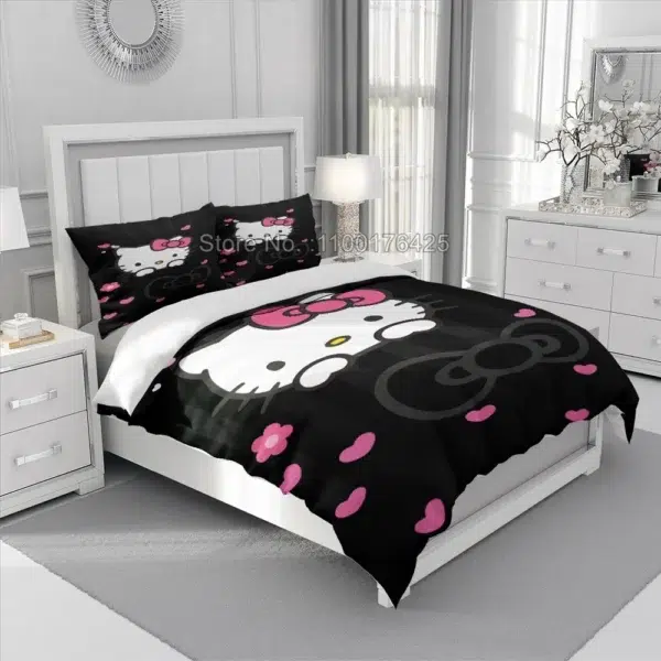 Hello Kitty Bedding Set Boys Girls Decorate Bedroom Twin Full Queen King Size Duvet Cover Pillowcases for Kids Gifts - Image 4