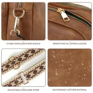 Casual Shoulder Bag for Women PU Leather Messenger Bag Wide Strap Crossbody Bags Square Designer Female Sling Bags Storage