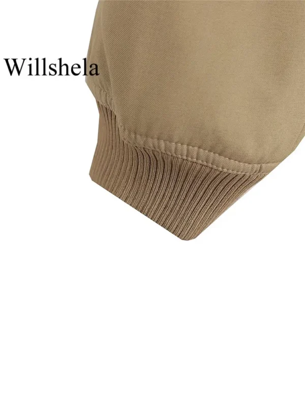 Willshela Women Fashion Solid Bomber Jackets Coat With Pockets V-Neck Single Breasted Long Sleeves Female Chic Lady Outfits - Image 6