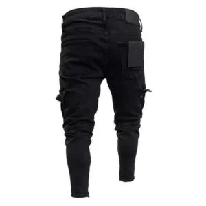 Mens Stretchy Skinny Ripped Jeans Men Side Pocket Washed Slim Denim Pants Biker Jeans Fashion Sweatpants Hip Hop Trousers Jogger