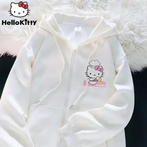 Sanrio Anime Cute Printed Hoodies Women Cartoon Hello Kitty Y2k Korean Students Loose Sweatshirt Fashion Sweet Cardigan Clothing