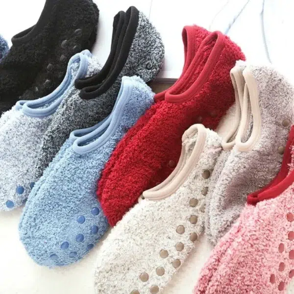 3pairs Autumn Winter Breathable Non-slip Thick Floor Socks Women Fleece Socks Home Girls Cotton Warm Footprint Ankle Indoor Sock - Image 6