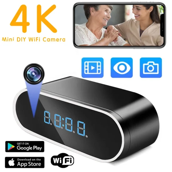 WiFi Mini Camera Clock Cam HD 1080P Surveillance Cams Night Vision Alarm Monitor Wireless Video Recorder Camcorder Home Security