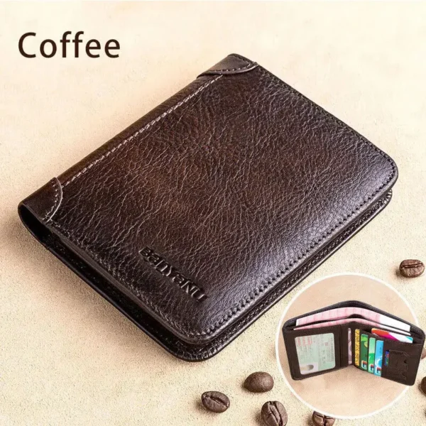 Genuine Leather Wallet Retro Business Design Rfid Protection Short Card Holder Coin Purses Money Bag Men Business Wallet Handbag - Image 5