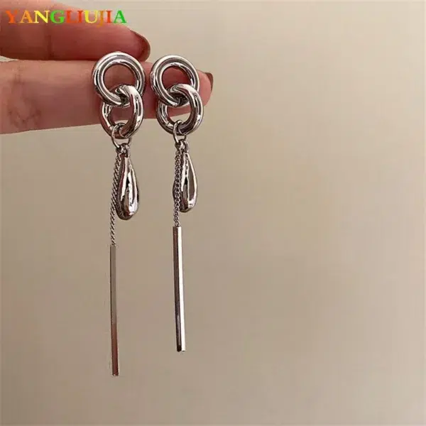 YANGLIUJIA Metal Chain Pendant Earrings European And American Style Personality Fashion Long Earrings Ms Girl Travel Accessories