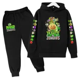 Kids Clothing 3-13Y Hooded Pullover Popular Game Plants vs. Monster Print Boys/Girls Top/Pants 2P Casual Fun Sports Charming Set