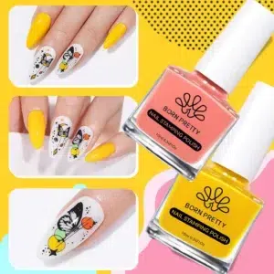 BORN PRETTY 10ml Stamping Nail Polish Set Gold Silver Black White Color Nail Printing Polish DIY for Nail Plate Design Varnish