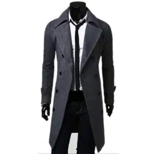 Mens Double Breasted Trench Coat 2023 Winter New Wool Blend High Quality Fashion Casual Slim Fit Solid Color Mens Coat Jacket