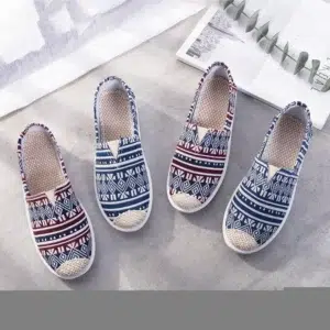 Women Slip on Flats Print Flat Bottom Light Mesh Lazy Fisherman Shoes Canvas Breathable Flat Women's Single Shoes