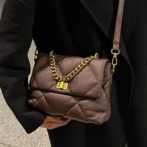 2023 New Bag Women'S Fashion Autumn And Winter Rhombus Messenger Bag Soft Leather Chain Bag Vintage Single Crossbody Bags Female