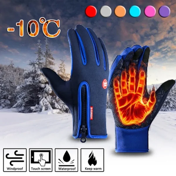 Winter Gloves For Men Women Touchscreen Windproof Thermal Warm Cycling Glove With Zipper Non-Slip Outdoor Driving Sport Gloves - Image 3