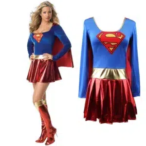 Adult Superwoman Dress Cosplay Costumes Super Girls Dress Shoe Covers Suit Superhero Woman Super Hero Kids Halloween Costume