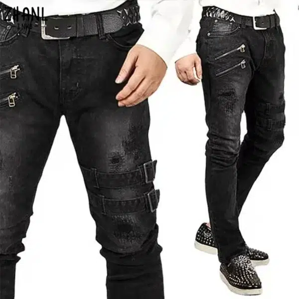 Plus Size Straight Jeans Man Pants Spring Summer Boyfriend Jeans Streetwear Skinny Zips 3 Colors Cacual Long Denim Trousers - Image 5