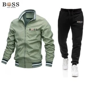 Men's Sets Jacket and Sweatpants 2-piece Set 2024 Spring New Sports Casual Baseball Stand Neck High Quality Bomber Jacket Coat