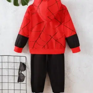 4-7Years Kid Boy 2PCS Clothes Set Spider Pattern Hooded Long Sleeve Hoodie+Pants Autumn Fashion Trend Sports Outfit for Children