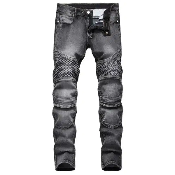 New Men's Patchwork Vintage Biker Jeans Hip Hop Slim Straight Elastic Cycling Denim Pants Male Fashion Streetwear Trouser - Image 4