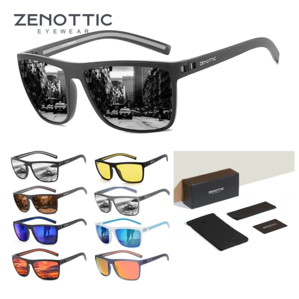 ZENOTTIC 2024 Fashion Polarized Sunglasses Shade Women Men Ultra light TR90 Frame UV400 Protection Square Retro Sun Glasses