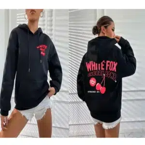 Y2k Long Sleeve Tops Women's Stylish White Fox Lettering Hoodies and Zip-up Sweatshirts Women's Fleece Jackets Warm Winter Coats