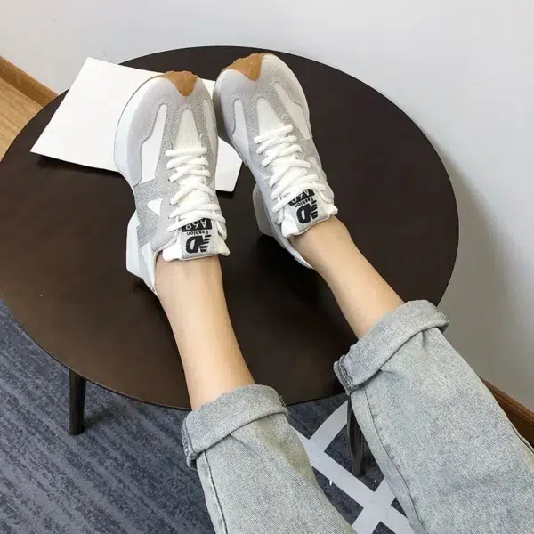 Low Heel Microfiber Fashion Sneakers Lace-up Adult 2024 High Quality Shoes Female Mixed Colors Sewing Women's Vulcanize Shoes