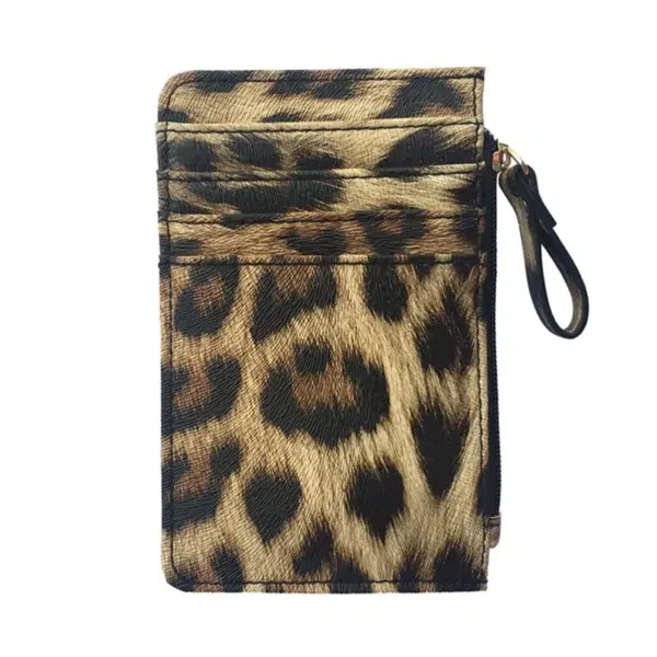 New Leopard Pattern Leather Slim Card Wallet For Women & Men Small Zipper Coin Purse Business Credit Card Holder Bag Nice Gifts