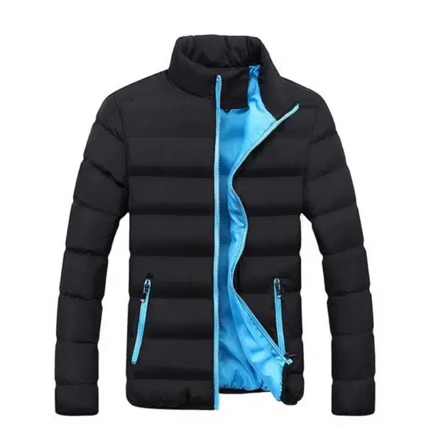 New Winter jacket Long sleeve cotton-padded jacket zipper jacket men's stand-up collar jacket plus size cotton jacket - Image 2