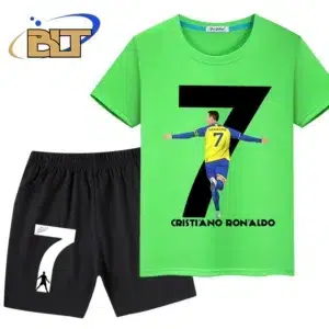 Ronaldo printed summer children's clothing children's T-shirt pants 2-piece sports shorts suit suitable for boys and girls