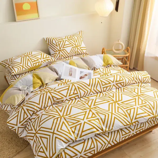 2/3 Pcs of Golden Stripe Pattern Sanding Bedding Set,duvet Cover+pillowase,bedroom Bed Set,king Queen Full Twin Size,14 Style,