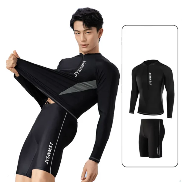 New Men's Quick-Drying Swimsuit Long-Sleeved Sun-proof Beach T-shirt Snorkeling Surfing Suit Water Sports Swimsuit Surfing Top - Image 3