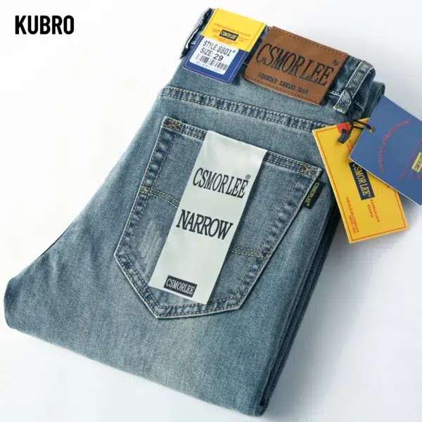 KUBRO Brand Men Classic Jeans Fashion Straight Blue Black Stretch Denim Trousers Men's Smart Jean High Quality Original Design