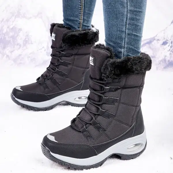 Winter Women's Plush Fashion Cotton Shoes Large Platform Anti Slip Snow Boots Outdoor Work High Quality Comfortable Calf Boots - Image 6