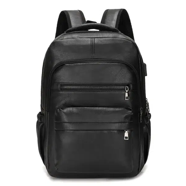 High Quality USB Charging Backpack Men PU Leather Bagpack Large Laptop Backpacks Male Mochilas Schoolbag For Teenagers Boys - Image 2